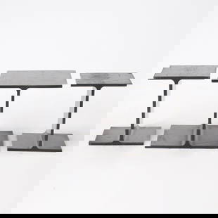 Three Ward Bennett Enameled Steel I-Beam Tables 1980s: Height of larger 15 1/2 inches, 16 inches, square; height of smaller pair 15 1/2 inches, 12 inches, square. Qty: (3)