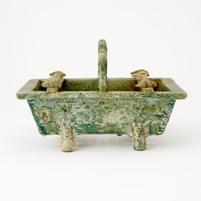 A Chinese Green Glazed Pottery Basket Han Dynasty