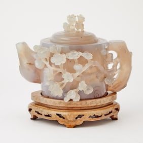 A Chinese Carved Agate Teapot Republic Period
