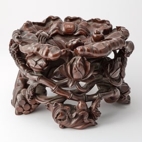 A Japanese Carved Hardwood Stand Early 20th Century