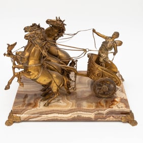 Gilt-Bronze Figural Group With Chariot