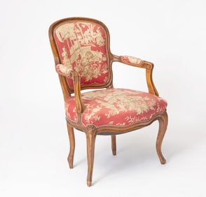 Pair of Louis XV Upholstered Beechwood Fauteuils