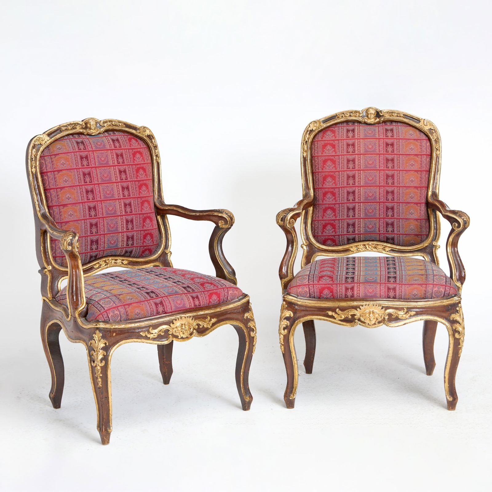 Pair of Louis XV Parcel Gilt Walnut Armchairs (1 of 4)