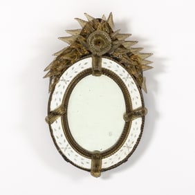 Venetian Etched Border Glass Mirror 19th / 20th Century