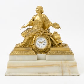 Louis XVI Style Gilt-Bronze and Onyx Clock