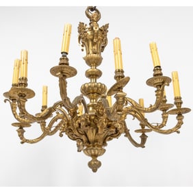 French Regence Style Gilt Bronze Twelve-Light Chandelier