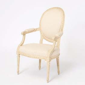 Louis XV Style White-Painted Beechwood Fauteuil