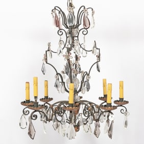 Louis XV Style Wrought Iron and Gilt-Metal Eight-Light Chandelier