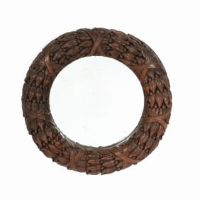 Louis XVI Style Carved Walnut Round Mirror