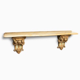 Neoclassical Marble Top Console on Wooden Brackets