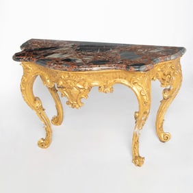 Continental Marble Top Giltwood Console 18th Century