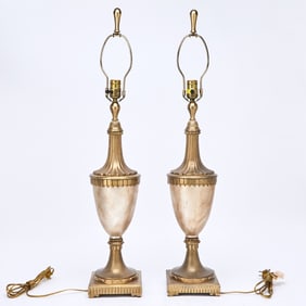 Pair of Gold Ceramic Lamps