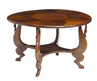 Italian Empire Walnut and Maple Center Table