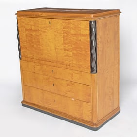 Biedermeier Part Ebonized Satinwood Fall-Front Secretary