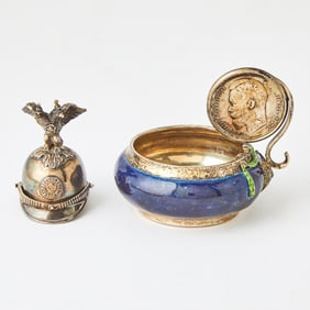 Parcel-Gilt Silver Charka and Enameled Sterling Silver Charka