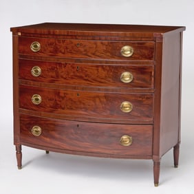 Federal Inlaid Mahogany Bow Front Chest of Drawers