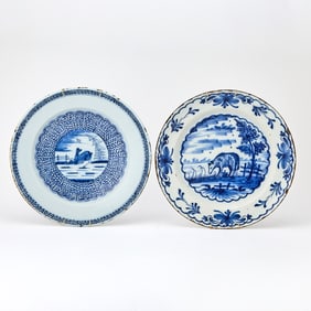 Two Delft Blue and White Faïence Chargers 19th century