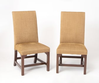 Set of Ten Georgian Style Mahogany Upholstered Dining Side Chairs