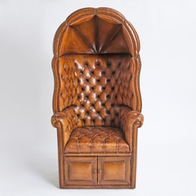 Tufted Brown Leather Porter’s Chair