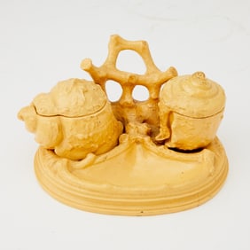 French Pottery Inkwell Late 19th century /20th century