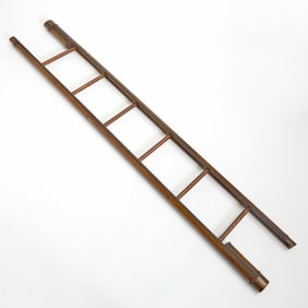 English Leather and Wood Library Ladder