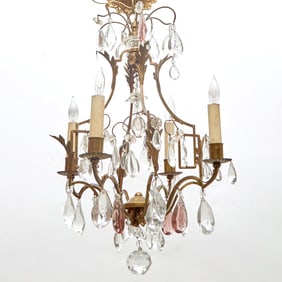 Louis XV Style Metal and Glass Four-Light Chandelier