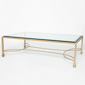 Metal and Glass Top Low Table