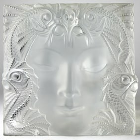 Lalique Molded Glass Masque de Femme Plaque Modern