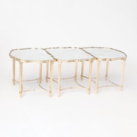 Silvered and Glass Tripartite Low Table