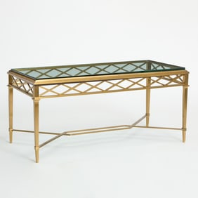 Brass and Glass Top Cocktail Table