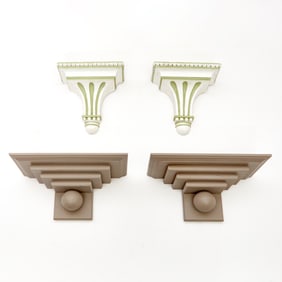 A Pair of Art Deco Style Charleston Grey Painted Wood Wall Brackets