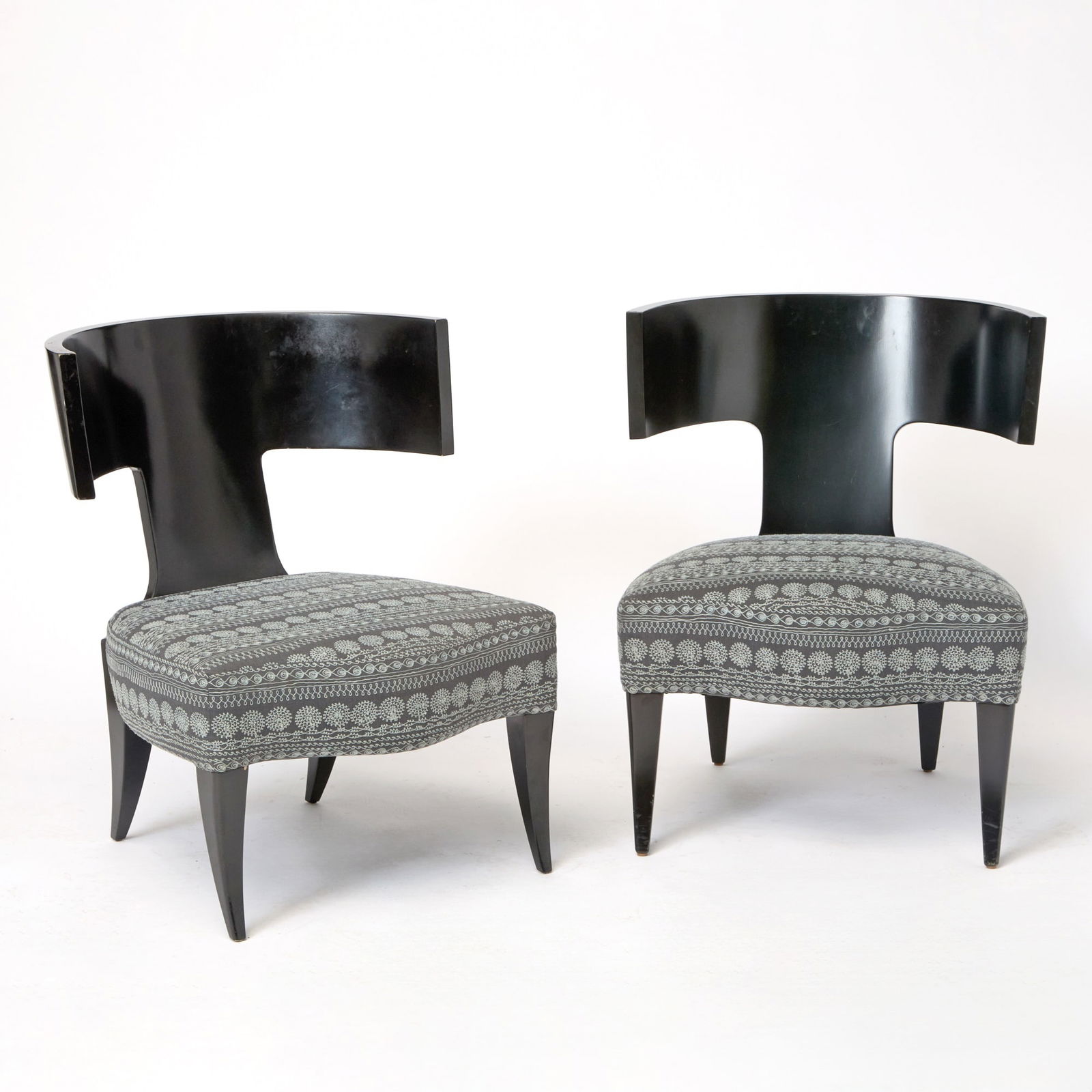 Pair of Donghia Upholstered Dark Stained Wood Klismos Chairs Late 20th century (1 of 4)