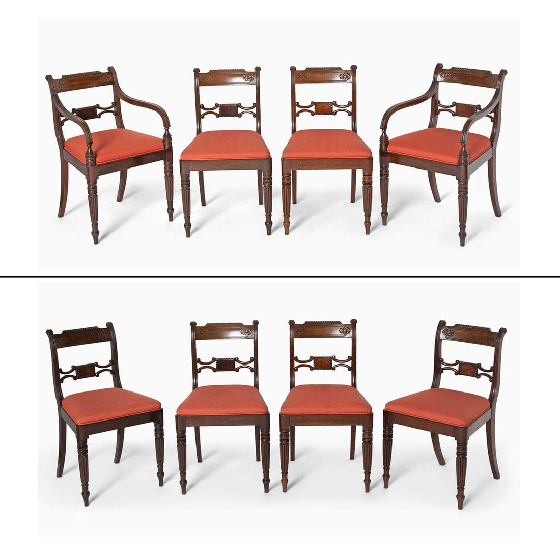 Set of Eight Regency Style Mahogany Dining Chairs (1 of 8)