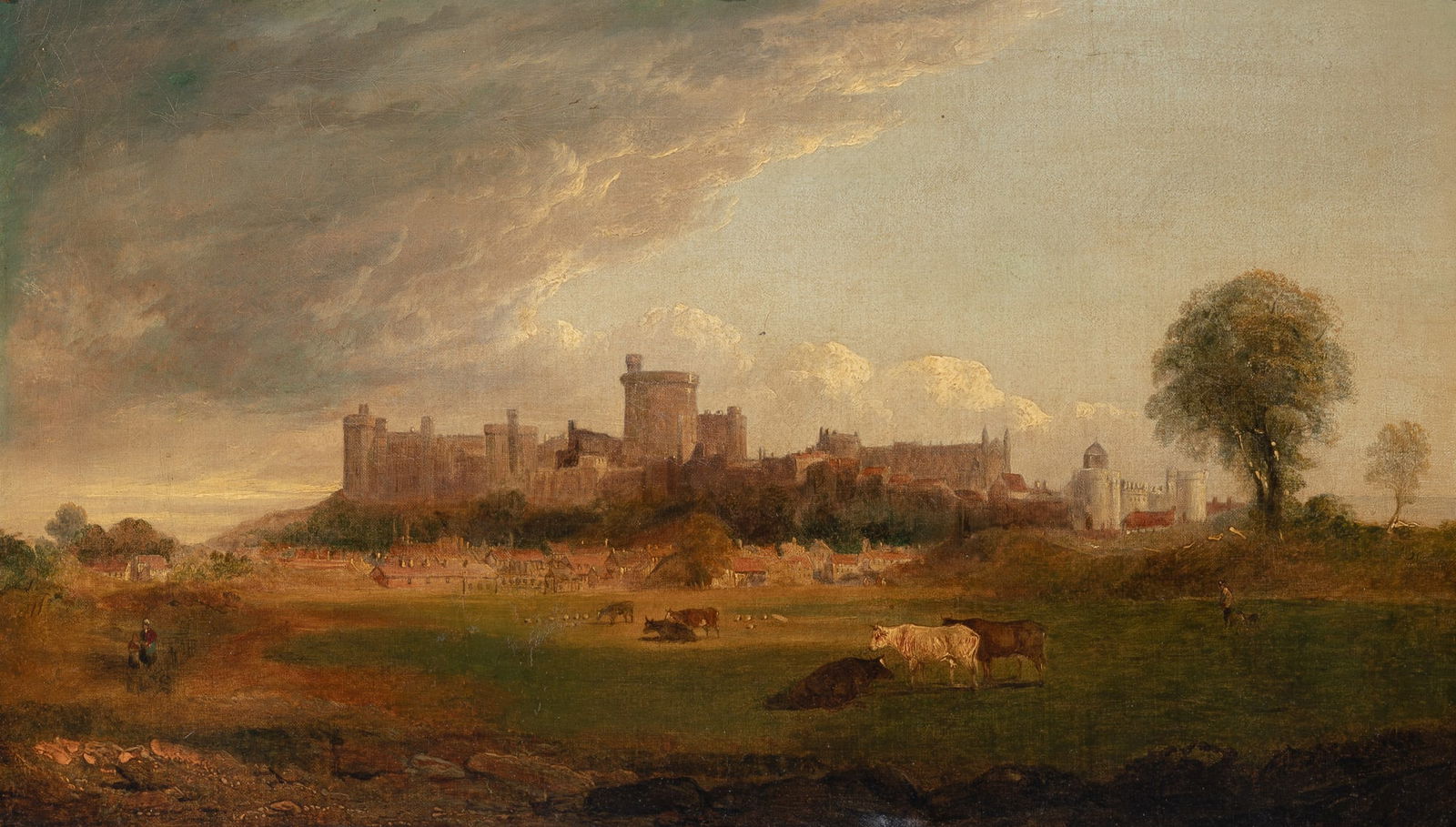 Follower of John Constable: English, 19th CenturyA View of Windsor Castle Oil on canvas 14 x 24 inches (35.6 x 61 cm)Frame 18 1/2 x 28 1/2 inches (47 x 72.5 cm) Glue relined. Scattered areas of