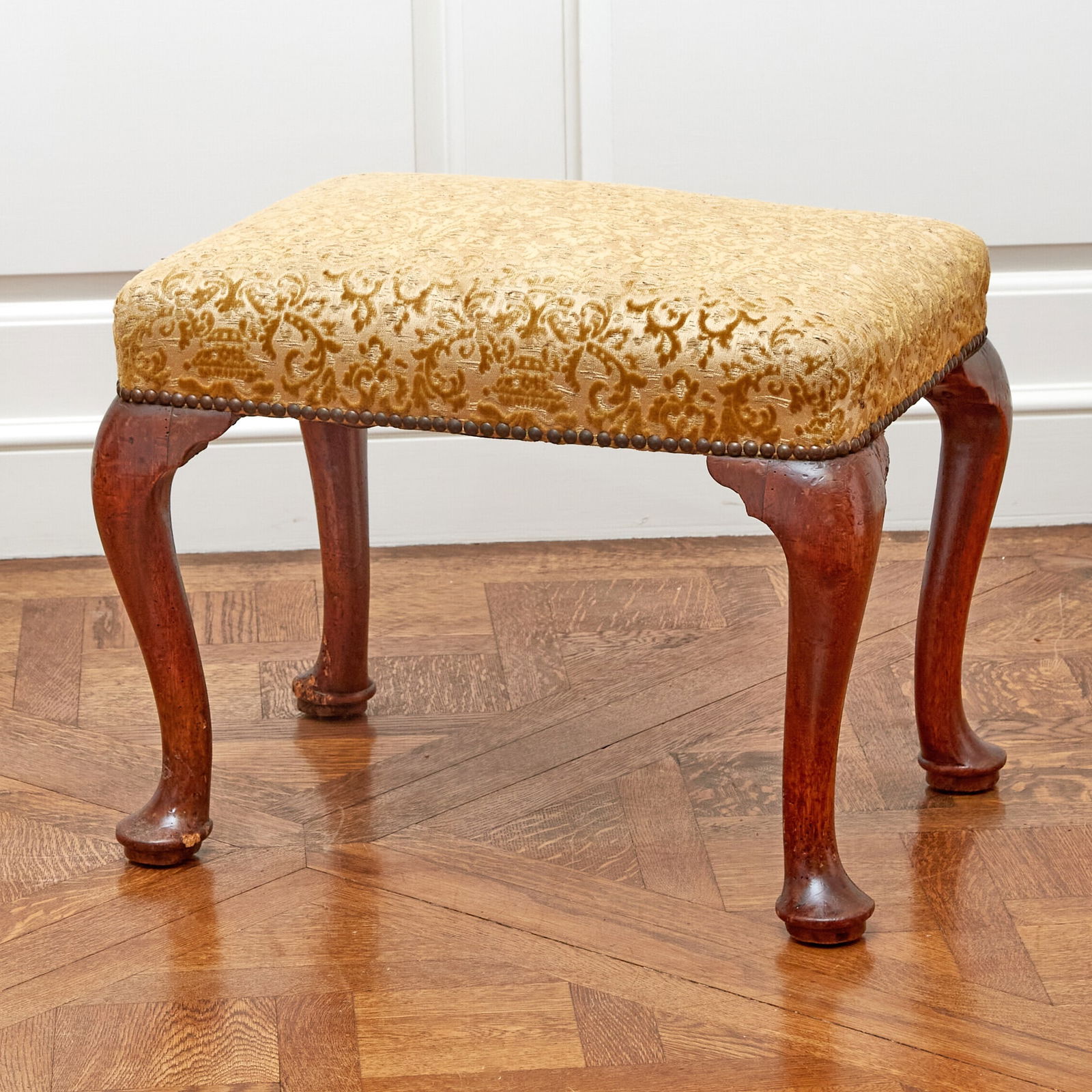 George II Upholstered Walnut Stool Circa 1730 (1 of 4)