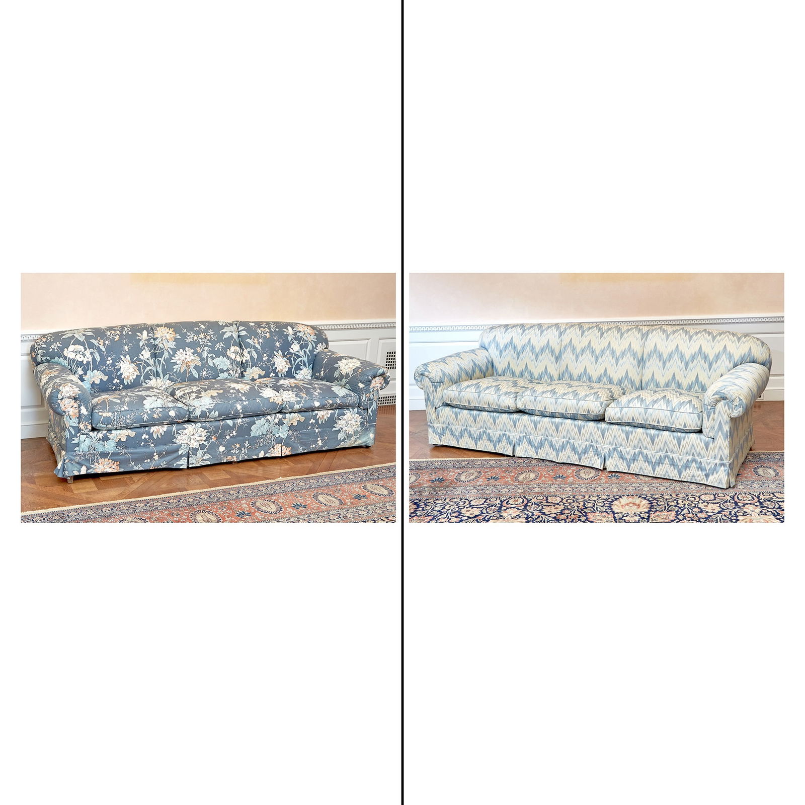 Modern Floral Upholstered Loose Cushion Sofa 20th century (1 of 7)