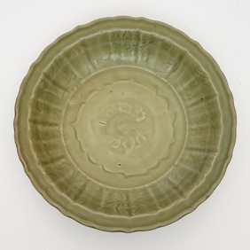 Chinese Longquan Celadon Censor with Geometric Design & Incised Rings Chinese Longquan Celadon Censor with Geometric Design & Incised Rings