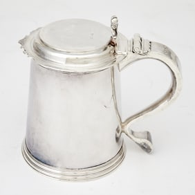 William & Mary Sterling Silver Covered Tankard Possibly St. John Hoyte, London, 1691