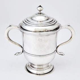 George I Sterling Silver Covered Two Handled Cup John Ramsay, Newcastle, 1724