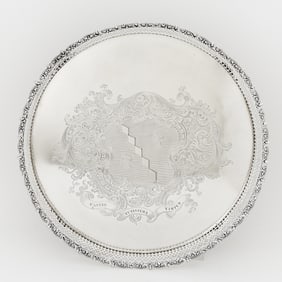Large George III Sterling Silver Galleried Tray Edward Aldridge, London, 1762