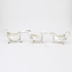 Three English Sterling Silver Sauceboats 18th/20th Century