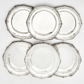 Set of Six George III Sterling Silver Dinner Plates