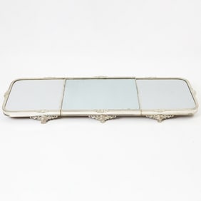 Regency Style Silver Plated Mirror Plateau