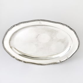 Irish George III Sterling Silver Platter James Le Bas for Jacob West, Dublin, 1820