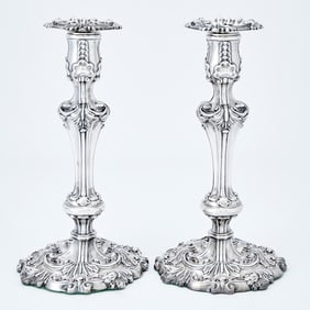 Pair of William IV Sterling Silver Candlesticks Waterhouse, Hodson & Co., Sheffield, 1835