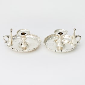 Pair of William IV Sterling Silver Chambersticks Matthew Boulton, Birmingham, 1832