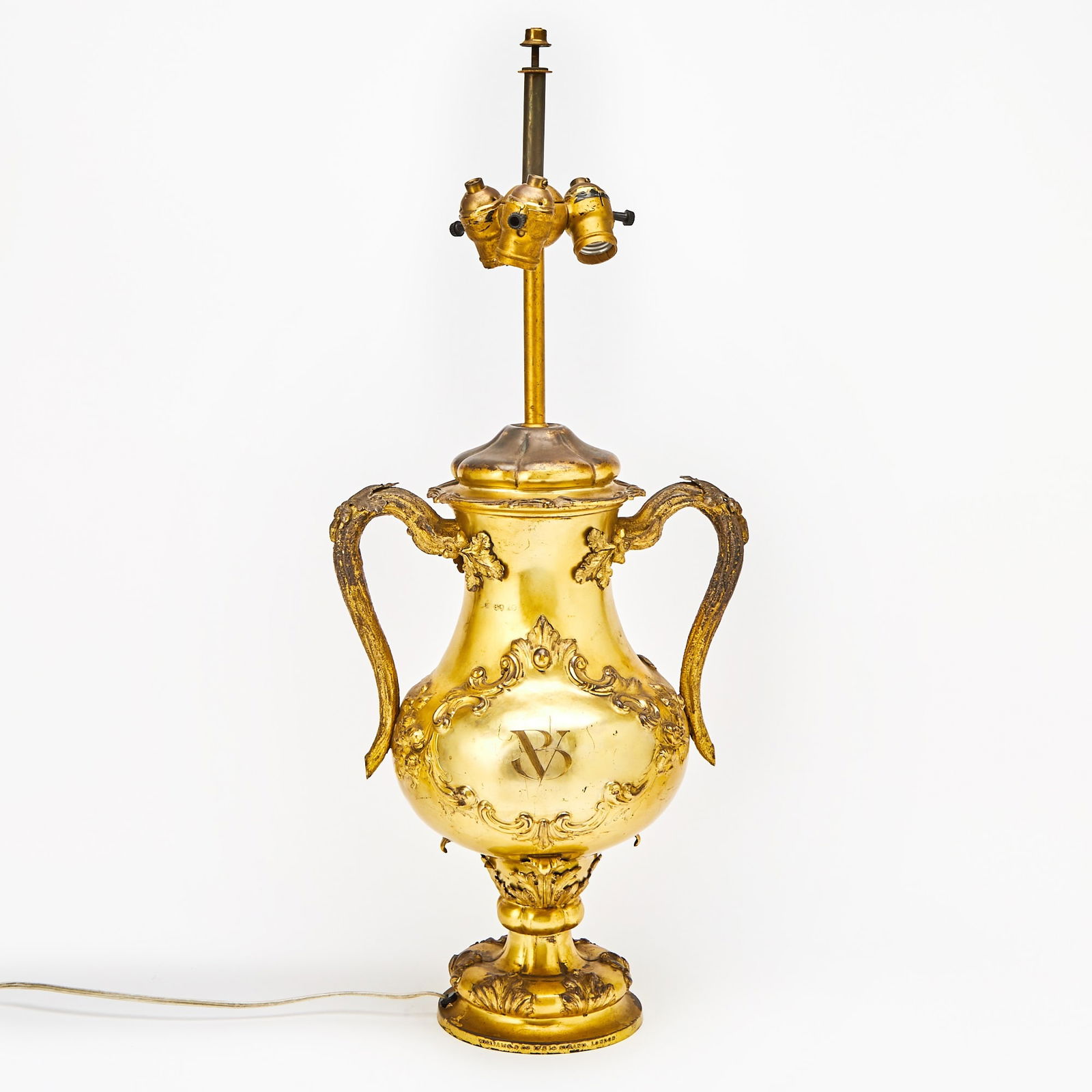 Victorian Sterling Silver Two Handled Vase Mounted as a Lamp (1 of 6)