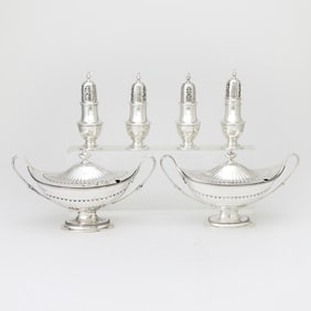 Pair of George V Sterling Silver Covered Sauce Tureens Crichton Bros., London, 1912