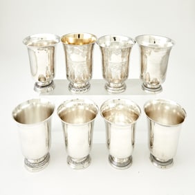 Eight French Silver Beakers 18th/19th Century