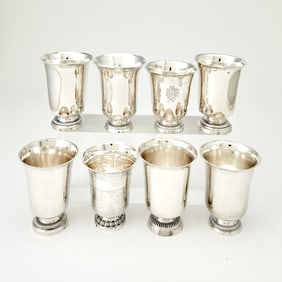 Eight French Silver Beakers